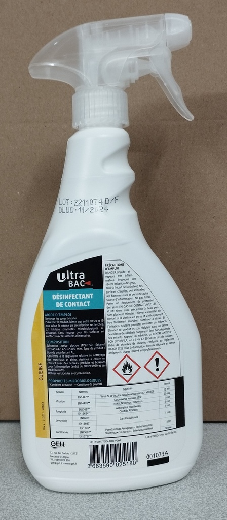 Désinfectant alimentaire en spray 750 ml