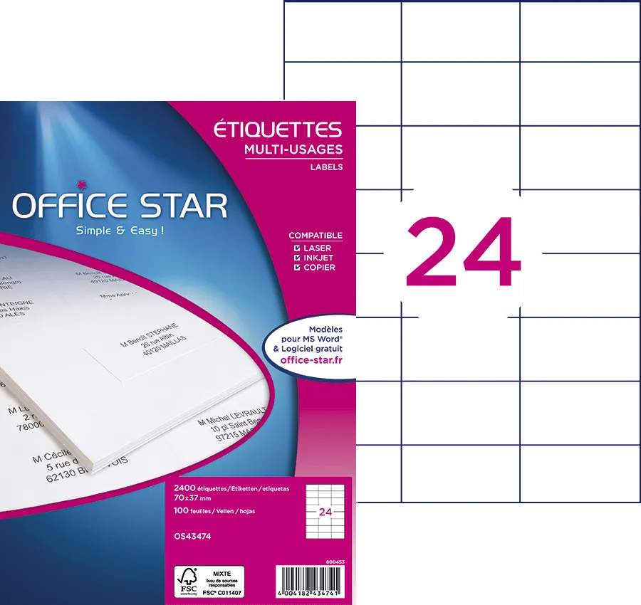 Etiquettes A4 Unité