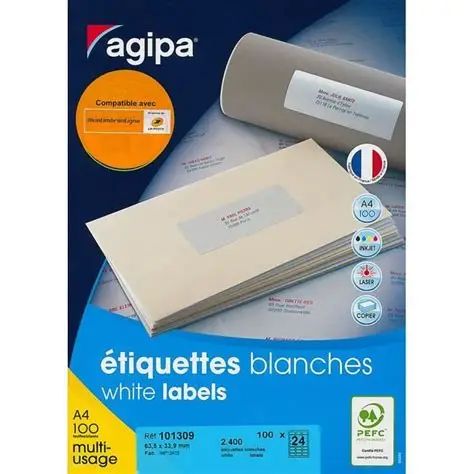 Etiquettes blanches - 33 par feuille - À l’unité – 1 feuille