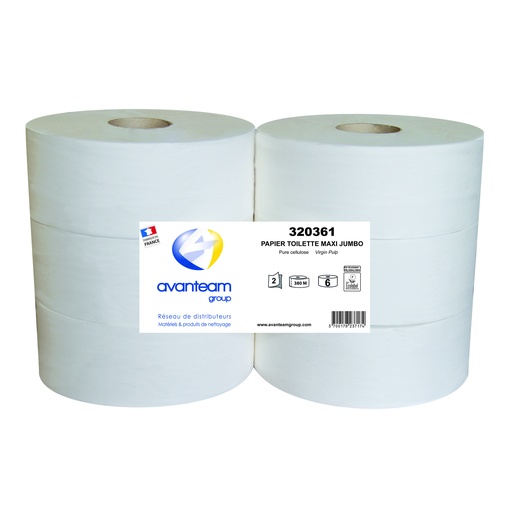 Papier toilette maxi jumbo 380 lisse (x6)