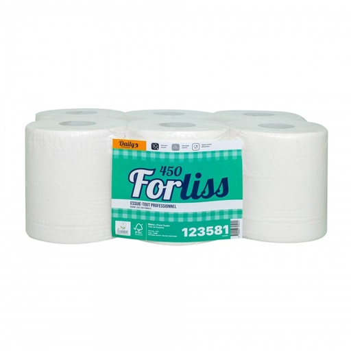 Essuie-mains 450 feuilles lisse paquet de 6