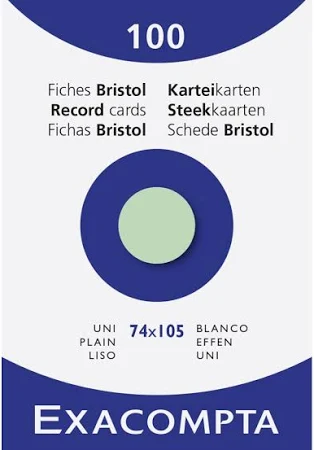 [090202VP] Fiche verte Bristol A4 - Distribué par paquet de 100 feuilles 